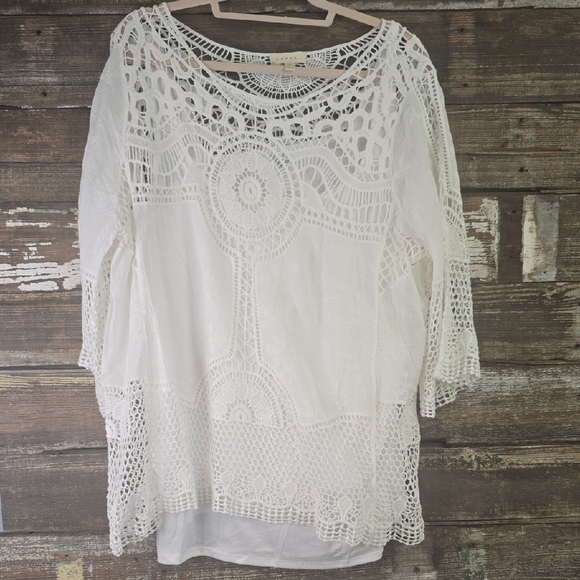Adiva White Crochet Lace Blouse, Plus Size 2X, NWOT - Picture 1 of 4